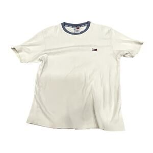Tommy Jeans Ribbed T Shirt Men XXL White Cotton Logo